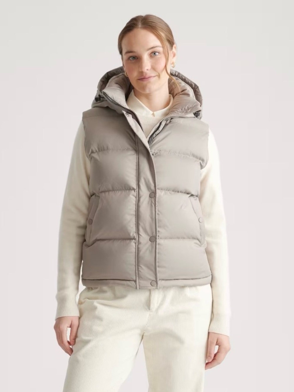 NWOT Quince Taupe Quilted Vest